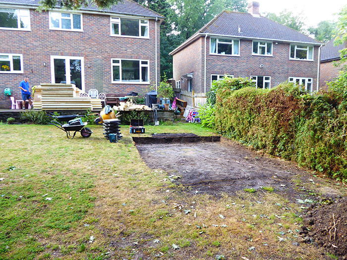 Stage 1 of a garden room build in the London