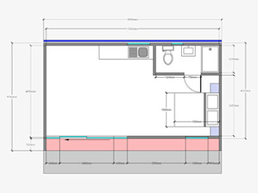 Plan for a garden room with bathroom