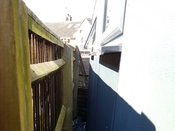 Garden room built close to fence lines where possible