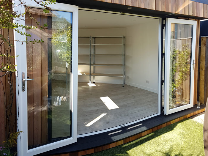 garden lodges with large french doors