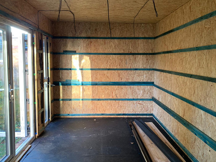 Wiring and internal battens going in