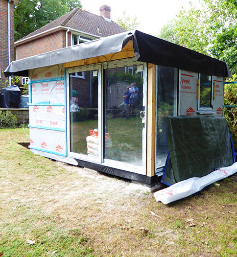 Shell erected for the music room